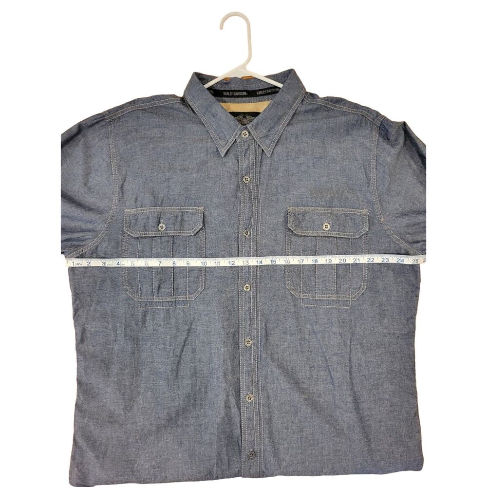 Harley Davidson Men's Size XXL Denim LS Metal Button Shirt - Picture 6 of 7